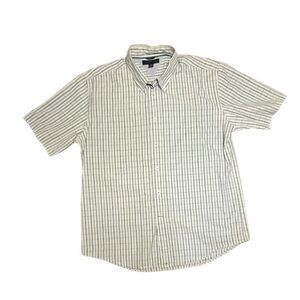 Tommy Hilfiger Mens Green and Blue Plaid Short Sleeve Button Down Shirt